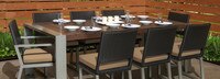 Milo™ Espresso 9 Piece Sunbrella® Outdoor Dining Set - Sunset Red
