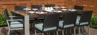 Milo™ Espresso 9 Piece Sunbrella® Outdoor Dining Set - Sunset Red