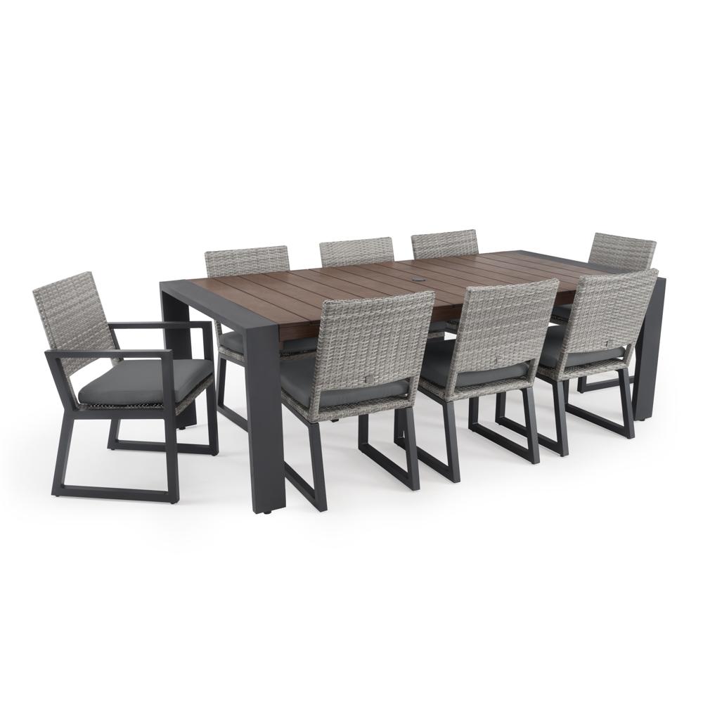 Milo™ Gray 9 Piece Sunbrella® Outdoor Dining Set - Charcoal Gray