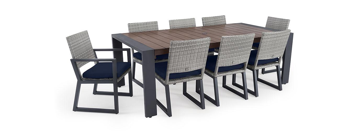 Milo Gray 9 Piece Sunbrella Outdoor Dining Set - Thumbnail 3