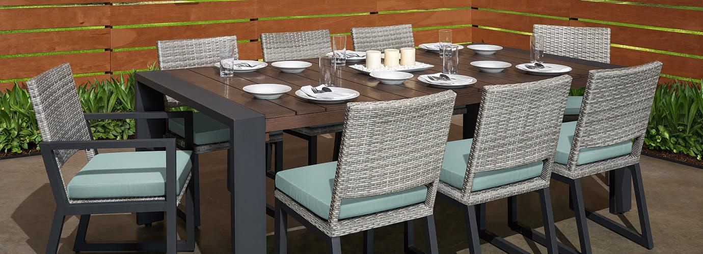Milo Gray 9 Piece Sunbrella Outdoor Dining Set