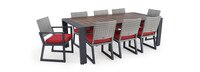 Milo™ Gray 9 Piece Sunbrella® Outdoor Dining Set - Sunset Red