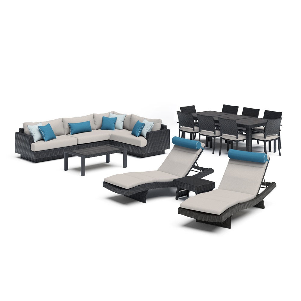 Portofino® Repose 16 Piece Sunbrella® Wood Sectional Estate Set - Dove Gray