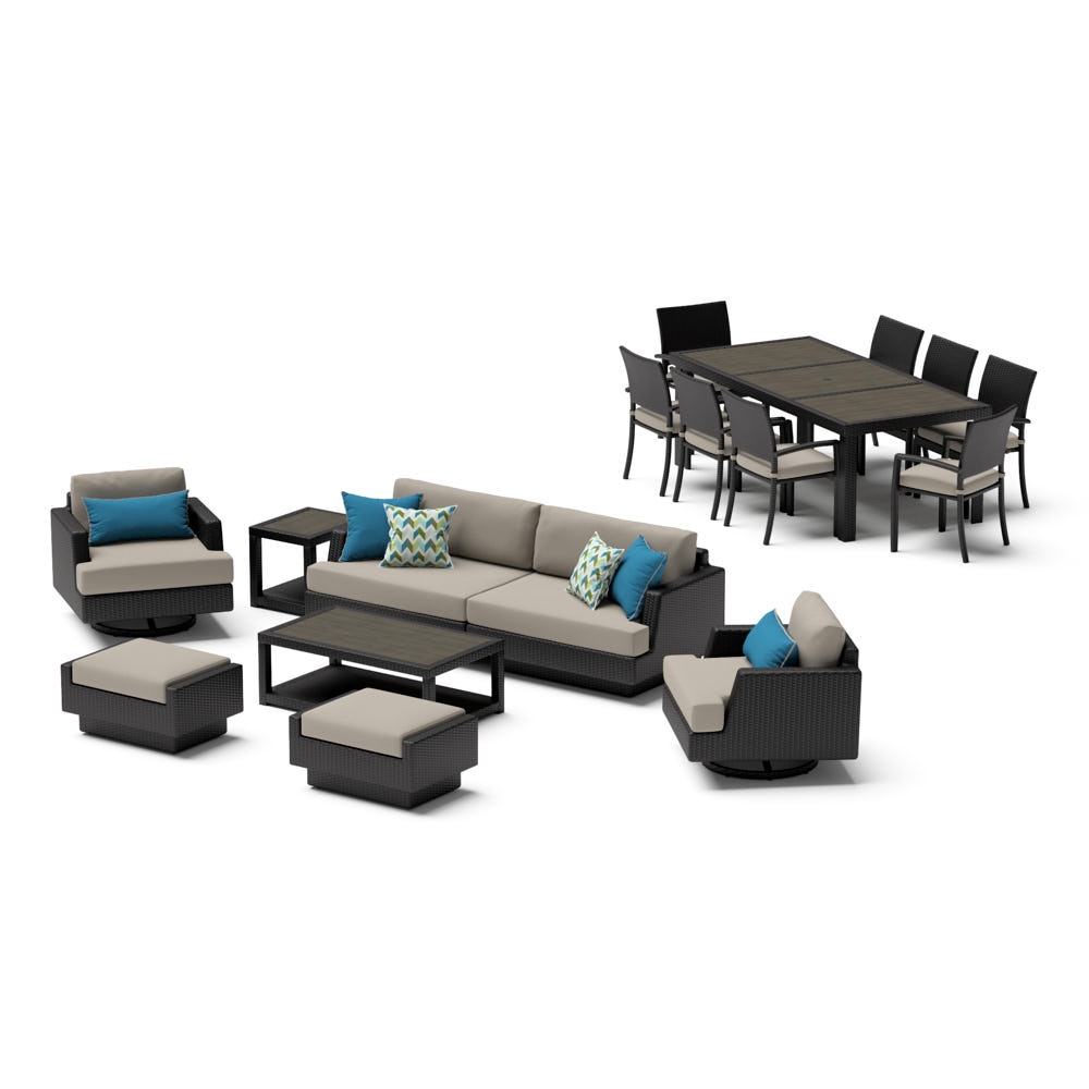 Portofino® Comfort 17 Piece Sunbrella® Outdoor Motion Wood Estate Set - Dove