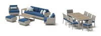 Portofino® Comfort 17 Piece Sunbrella® Outdoor Motion Wood Estate Set - Laguna Blue