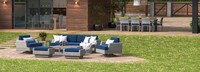 Portofino® Comfort 17 Piece Sunbrella® Outdoor Motion Wood Estate Set - Laguna Blue