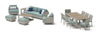 Portofino® Comfort 17 Piece Sunbrella® Outdoor Motion Wood Estate Set - Spa Blue