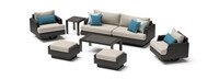 Portofino® Repose 17 Piece Sunbrella® Outdoor Motion Wood Estate Set - Dove Gray