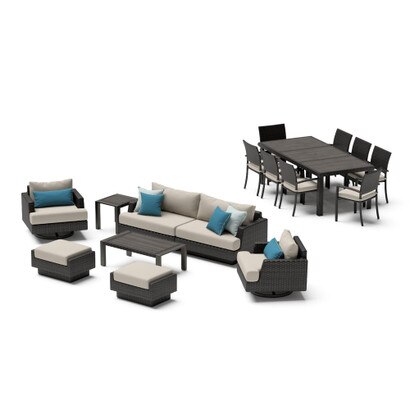 Portofino® Repose 17 Piece Sunbrella® Outdoor Motion Wood Estate Set - Dove Gray