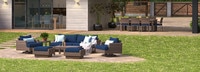 Portofino® Repose 17 Piece Sunbrella® Outdoor Motion Wood Estate Set - Laguna Blue