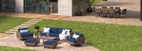 Portofino® Repose 17 Piece Sunbrella® Outdoor Motion Wood Estate Set - Laguna Blue