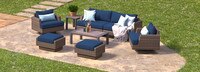 Portofino® Repose 17 Piece Sunbrella® Outdoor Motion Wood Estate Set - Laguna Blue