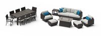 Portofino® Comfort 17 Piece Sunbrella® Outdoor Patio Motion Seating & Dining Set With Fire Table - Dove Gray