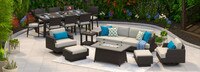 Portofino® Comfort 17 Piece Sunbrella® Outdoor Patio Motion Seating & Dining Set With Fire Table - Dove Gray