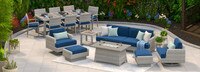 Portofino® Comfort 17 Piece Sunbrella® Outdoor Patio Motion Seating & Dining Set With Fire Table - Laguna Blue
