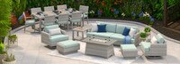 Portofino® Comfort 17 Piece Sunbrella® Outdoor Patio Motion Seating & Dining Set With Fire Table - Spa Blue