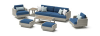 Portofino Comfort 18 Piece Sunbrella Outdoor Motion Wood Estate Set - Laguna Blue