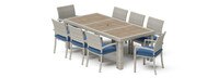 Portofino Comfort 18 Piece Sunbrella Outdoor Motion Wood Estate Set - Laguna Blue