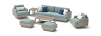 Portofino® Comfort 18 Piece Sunbrella® Outdoor Motion Wood Estate Set - Spa Blue