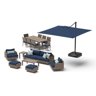 Portofino® Repose 18 Piece Sunbrella® Outdoor Motion Wood Estate Set - Laguna Blue