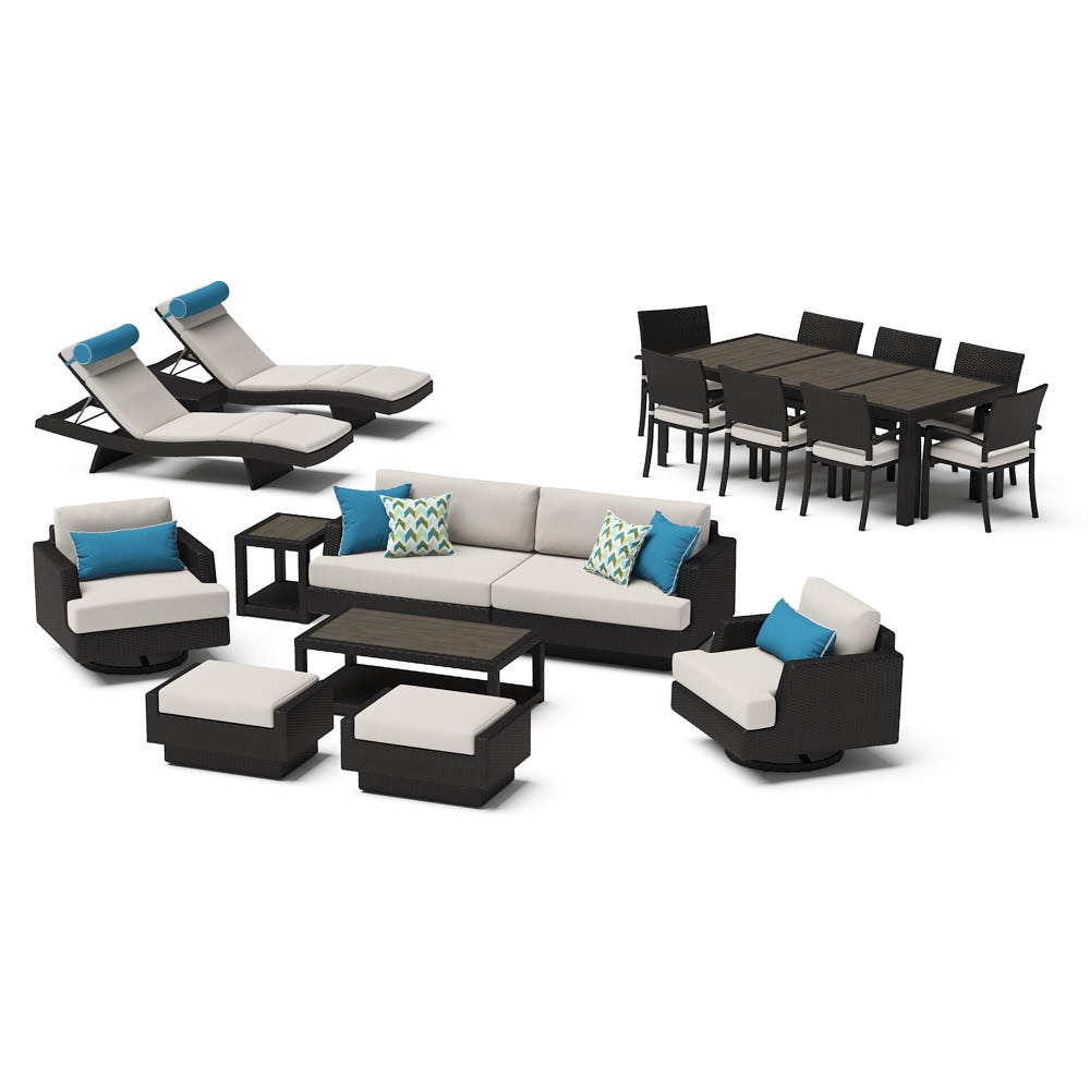Portofino® Comfort 19 Piece Sunbrella® Outdoor Motion Wood Estate Set - Dove Gray