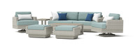Portofino® Comfort 19 Piece Sunbrella® Outdoor Motion Wood Estate Set - Spa Blue