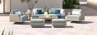 Portofino® Comfort 19 Piece Sunbrella® Outdoor Motion Wood Estate Set - Spa Blue