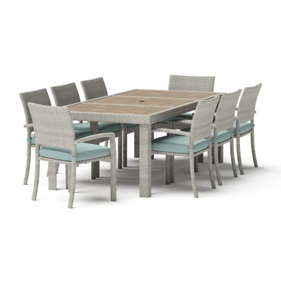 Portofino® Comfort 9 Piece Wood Dining Set - Spa Blue