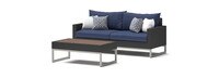 Milo™ Espresso 78in Sofa & Coffee Table Set - Navy Blue