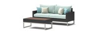 Milo™ Espresso 78in Sofa & Coffee Table Set - Spa Blue