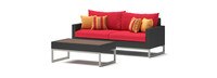 Milo™ Espresso 78in Sofa & Coffee Table Set - Sunset Red