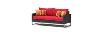 Milo™ Espresso 78in Sofa & Coffee Table Set - Sunset Red