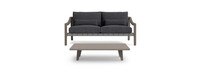 Del Mar 2 Piece Outdoor Sofa and Coffee Table Set in Weathered Teak - Plain Weave Charcoal