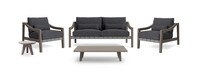 Del Mar 5 Piece Outdoor Seating Set in Weathered Teak - Plain Weave Charcoal