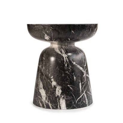 Grover Outdoor Goblet Side Table - Faux Marble Black