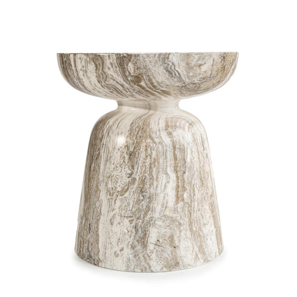 Grover Outdoor Faux Stone Goblet Side Table - Gray