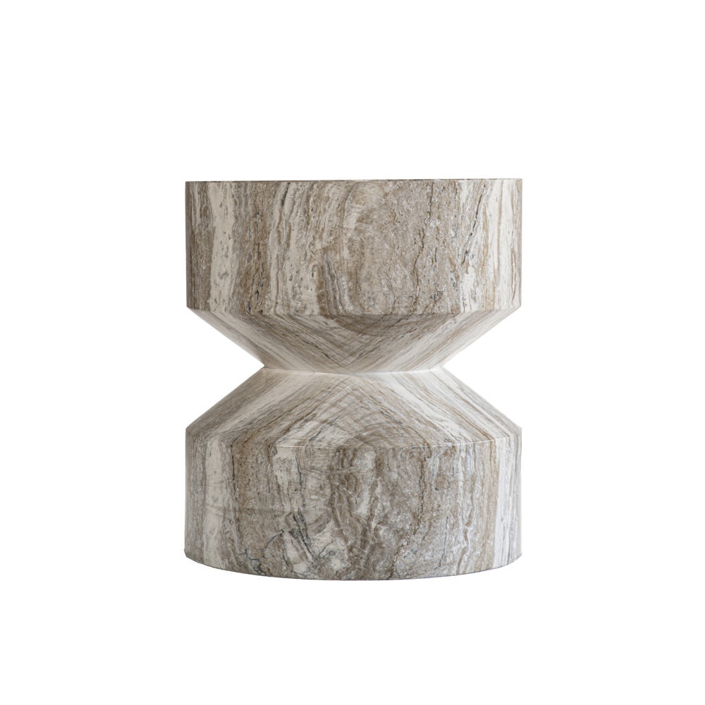 Grover Outdoor Faux Stone Hourglass Side Table - Gray