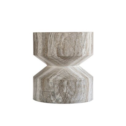 Grover Outdoor Hourglass Side Table - Faux Marble Gray