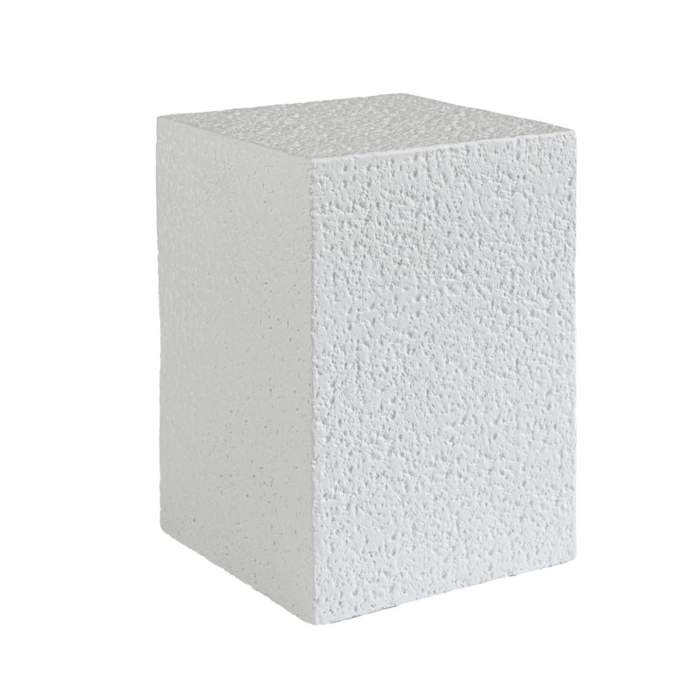 Grover Outdoor Stone Pedestal Side Table - White