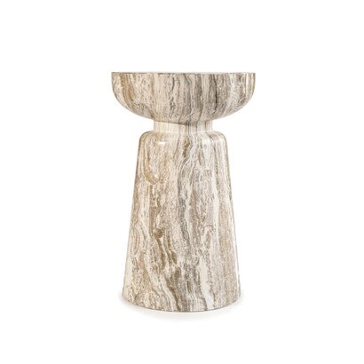 Grover Outdoor Chalice Side Table - Faux Marble Gray