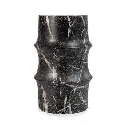 Grover Outdoor Sculptural Side Table - Faux Marble Black