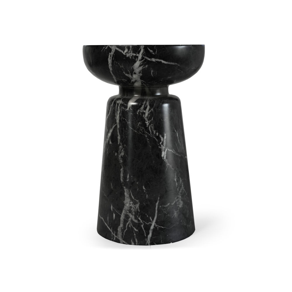 Grover Outdoor Faux Stone Chalice Side Table - Black