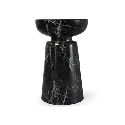Grover Outdoor Chalice Side Table - Faux Marble Black