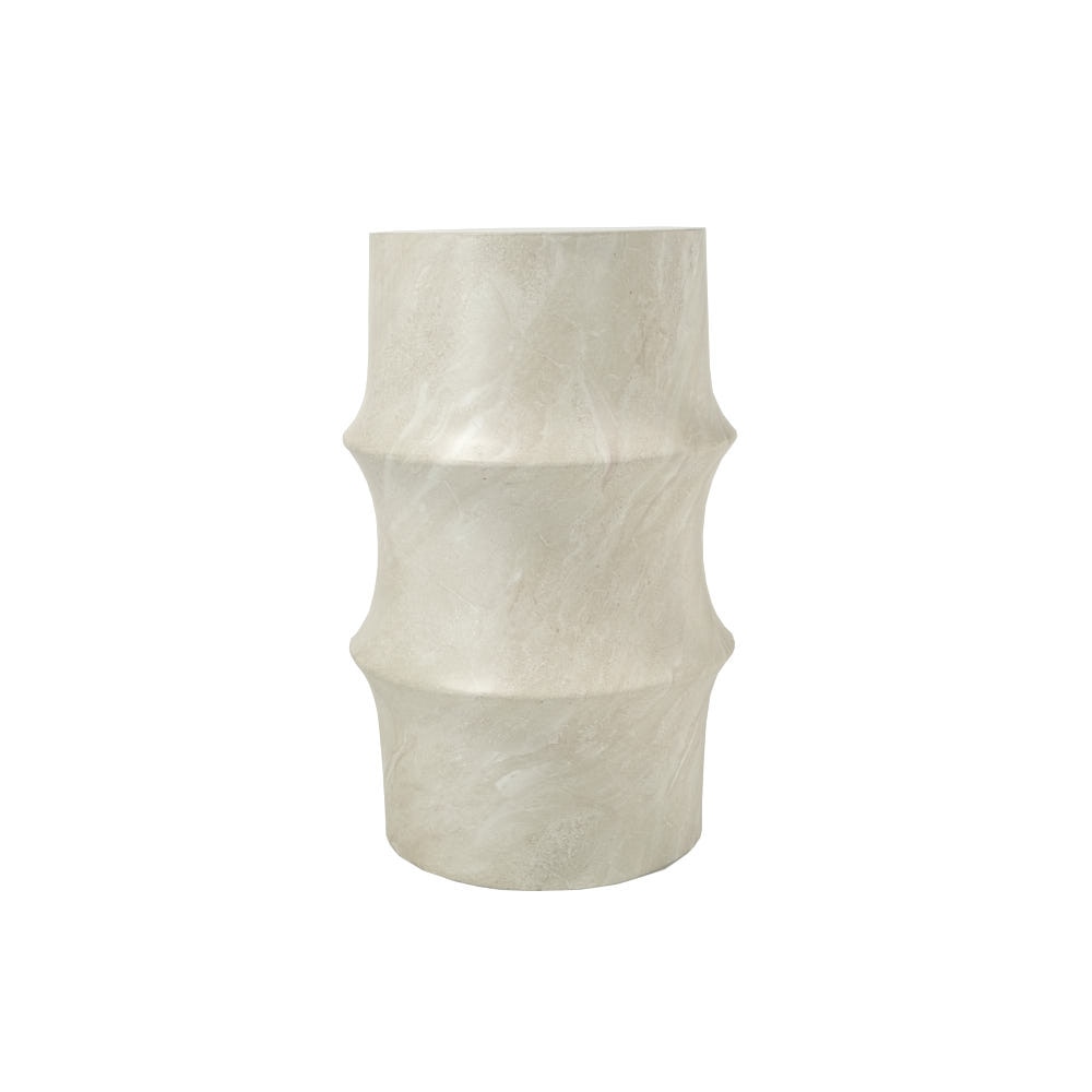 Grover Outdoor Faux Stone Sculptural Side Table - White