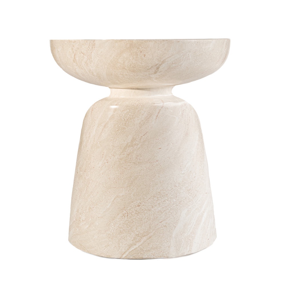 Grover Outdoor Faux Stone Goblet Side Table