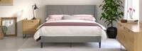 Lindon Deco Upholstered Queen Bed in a Box in Charcoal