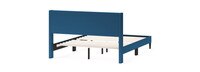 Lindon Chevron Upholstered Queen Bed in a Box in Navy Blue