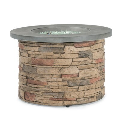 Sego Lily™ Sage 35x35 Round Stone Fire Table - Gray