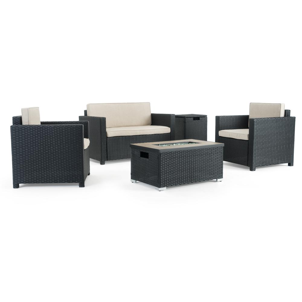 Boulder 4 Piece Fire Seating Set - Black