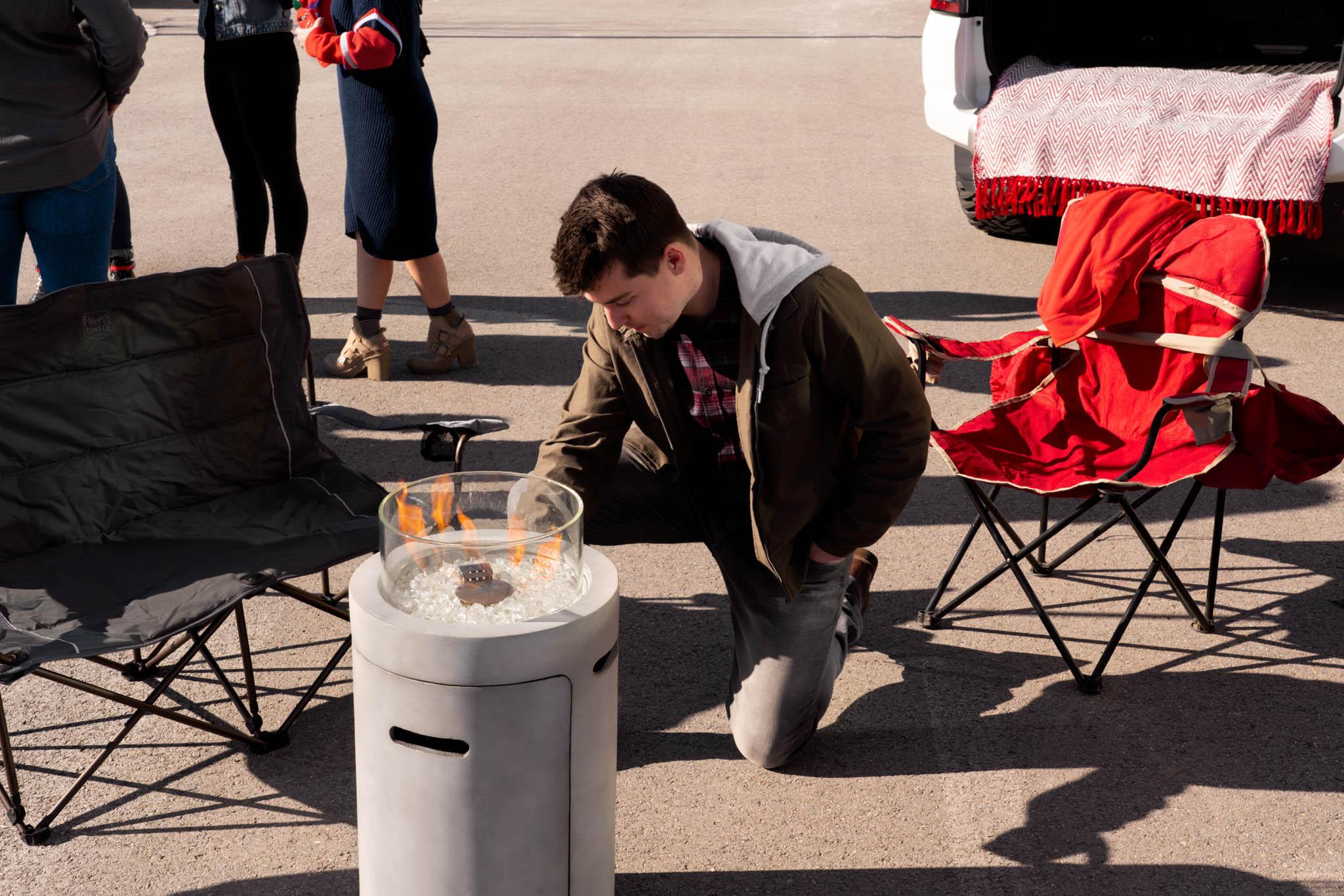 Donovan Fire Table - Fire Pillar - Tailgating Party at Super Bowl